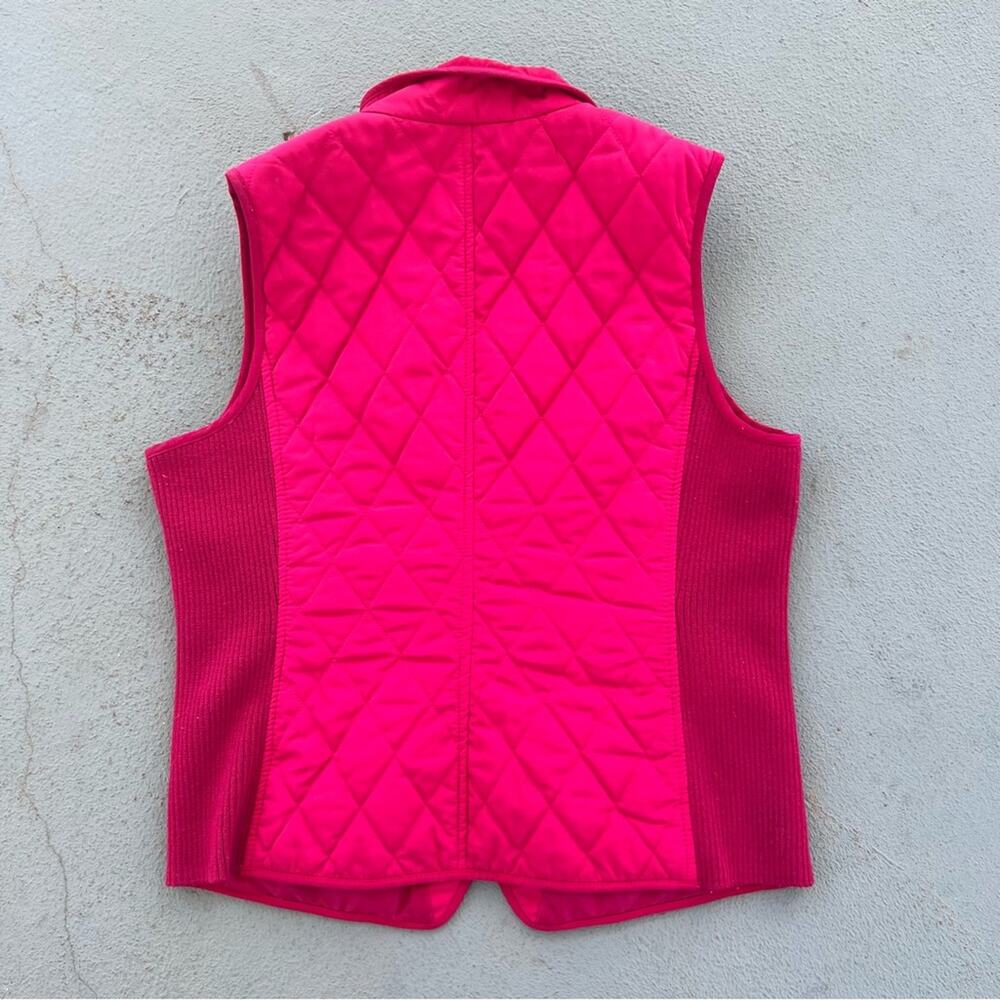 Talbots diamond quilted hot pink raspberry red vest SMALL - Picture 3 of 6